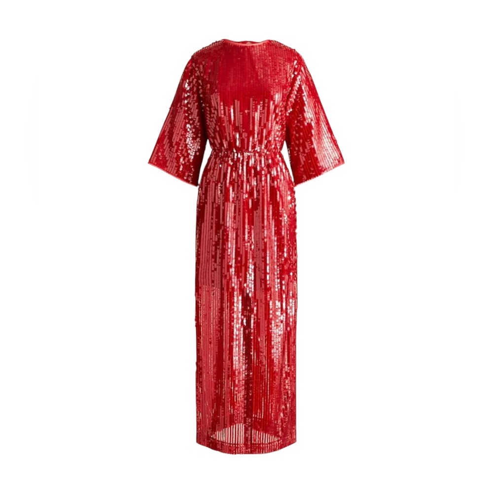 NWT J. Crew Red Sequin V-back Women’s Maxi Holiday‎ dress